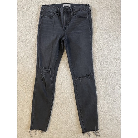 Madewell Denim - Madewell Women's Jeans Size 28 9" High Rise Skinny Black Distressed Denim Youth